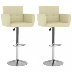 Gossi scaune de bar, 2 buc., crem, piele ecologica
