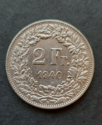 Moneda de argint - 2 Francs 1940 B, Elvetia - B 2157 foto