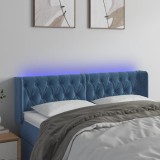 Cumpara ieftin Tăblie de pat cu LED, albastru &icirc;nchis, 147x16x78/88 cm, catifea
