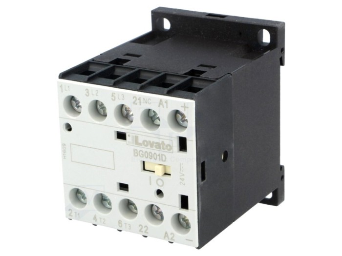 Contactor 3P NO, 24V DC, 9A