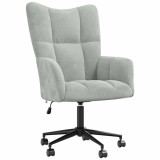 vidaXL Scaun de relaxare, gri deschis, catifea