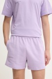 Pangaia pantaloni scurti din bumbac culoarea violet, neted
