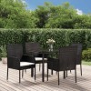 VidaXL Set mobilier de grădină cu perne, 5 piese, negru, poliratan 3185156