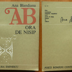 Ana Blandiana , Ora de nisip , 1983 , editia 1 cu autograf