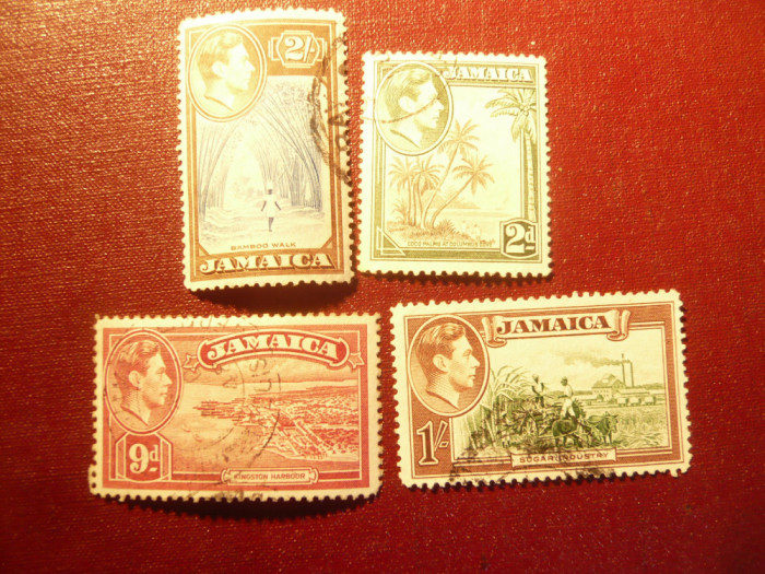 Serie mica Jamaica 1938 George VI , Peisaje , 4 val. stampilate