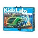 Kit experimente Kidzlabs, 4M, Tren Maglev fosforescent de mare viteza