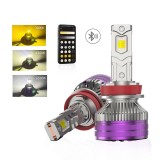 Set 2 Becuri Auto H8 / H11 LED CSP 160W 3000K 4300K 6500K Galben-Alb Reglabil Din Aplicatie, 16000LM Canbus, Fara Eroare de Bec Ars, cu Ventilator pen