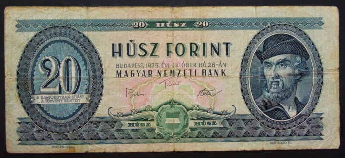 BANCNOTA 20 FORINTI / FORINT - UNGARIA / RP UNGARA, anul 1975 * cod 359