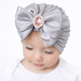 Caciulita gri tip turban cu funda din satin aplicata - Queen (Marime