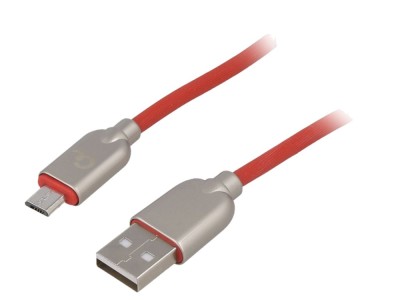 Cablu USB 2.0 A la Micro B Aurit 2m Roșu foto