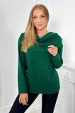 Cumpara ieftin Bluza cu nasturi decorativi pe umeri verde inchis
