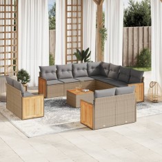 vidaXL Set canapele de grădină cu perne, 12 piese, bej, poliratan 3260589