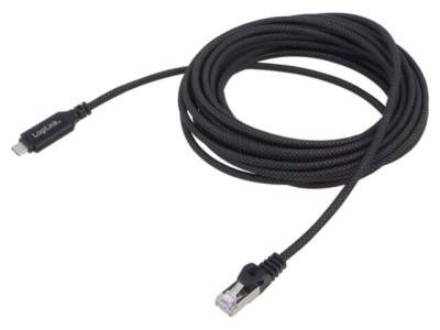 Cablu USB C la RJ45 Cat6 7,5m negru LOGILINK USB 3.2 foto
