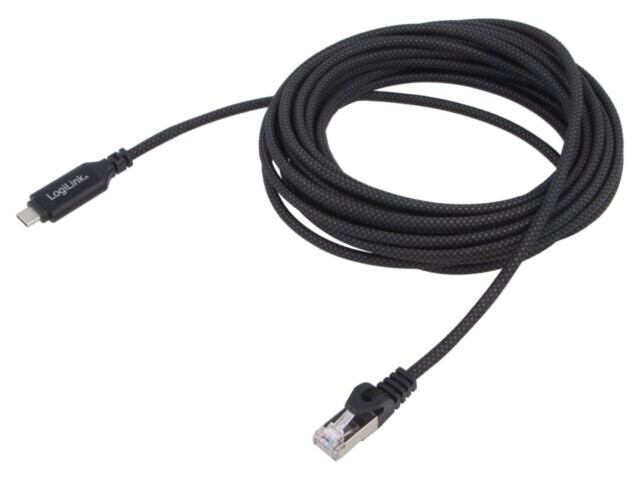 Cablu USB C la RJ45 Cat6 7,5m negru LOGILINK USB 3.2