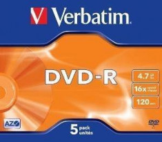 Mediu optic Verbatim DVD-R 4.7GB 16x jewel case argintiu mat 5 bucati foto