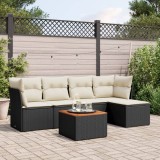 Cumpara ieftin Set mobilier de grădină cu perne, 6 piese, negru, poliratan
