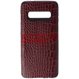 Husa Samsung Galaxy S10, Tip Piele Crocodil, TPU, Burgundy