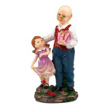Cumpara ieftin Statueta decorativa, Bunicul cu nepoata si cadouri, 21 cm, 1808H-1