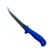 Cumpara ieftin Cutit pentru transare albastru indigo 30 cm, lama curbata 16,5 cm, grosime 2 mm, 97 g, otel inoxidabil, pentru filetare si fasonare