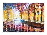 Cumpara ieftin Tablou peisaj citadin pictat manual O seara magica,70x50cm ulei pe panza, Spectaculos