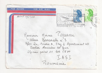 FD4 - Plic Circulat international Franta - Romania (Iasi ) , 1983 foto