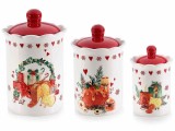 Set 3 borcane ceramica Craciun Delizie 13.5x21 cm, 11.5x18 cm, 9x14 cm