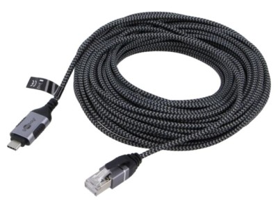 Cablu Goobay USB 3.1 RJ45 - USB C, 15m U/FTP, Slim, Nichelat foto