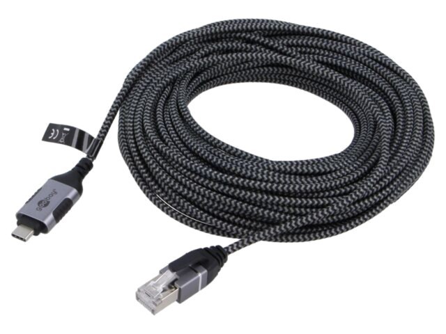 Cablu Goobay USB 3.1 RJ45 - USB C, 15m U/FTP, Slim, Nichelat