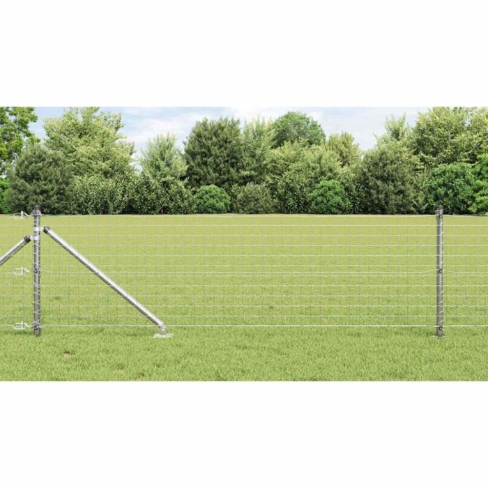 Set de st&acirc;lpi de gard Manual 7 pcs Argintiu &Oslash;32mm 160 cm