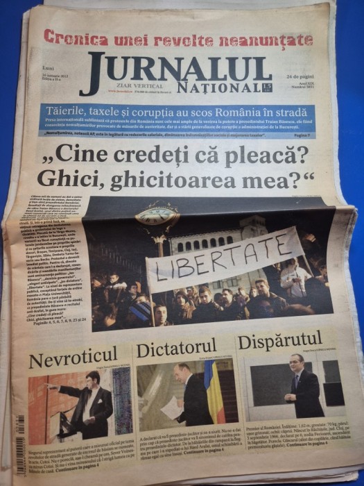 ziarul jurnalul national 16 ianuarie 2012 - cronica unei revolte neanuntate