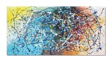 Cumpara ieftin Tablou pictat manual living, birou, Compozitie abstracta, 120x60cm ulei pe panza reproducere Jackson Pollock