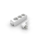 Prelungitor Zelux cu 3 prize, lungime cablu 1 metri, alb, 3x16A