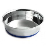 Castron din inox pentru caini, baza albastra, 0.5 l/13 cm
