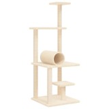 Cumpara ieftin Ansamblu Pisici Crem 136cm cu Sisal, Tunel si Platforme - Turn de Joaca, Cat Tree, Zgarietor Pisici