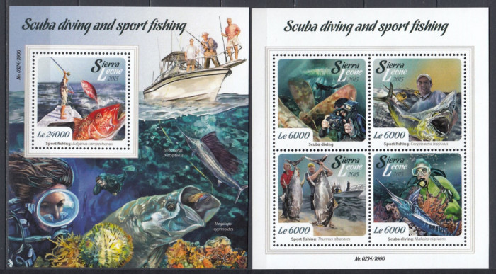 Sierra Leone 2015 - Fauna Marina - PESTI,PESCUIT - BL + KB - MNH