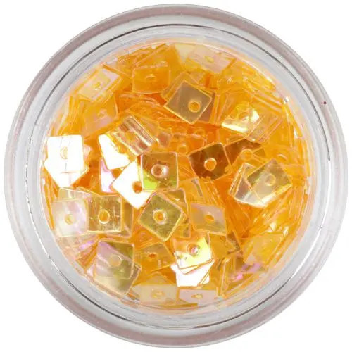 Confetti transparent, cu gaură - pătrate portocalii