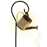 Lampa solara, tip stropitoare, pentru gradina, rezistenta la apa si intemperii, din ABS si metal, cu lumina LED, maro/negru