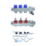 Distribuitor incalzire in pardoseala, inox, cu debitmetre, racord &frac34; inch, intrare si iesire 1 inch, suprafata 30 mp