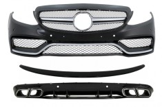 Bara Fata Mercedes C-Class C205 A205 Coupe Cabriolet (2014-2019) cu Difuzor Bara Spate si Eleron Portbagaj C63S Design Performance AutoTuning