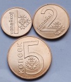 Set 3 monede 1,2,5 Kopecks / Kopeici 2009 Belarus, km#561-563, unc