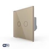 Cumpara ieftin Intrerupator dublu Wi-Fi cu touch Livolo din sticla, auriu