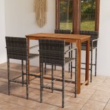 Set mobilier bar de grădină, 5 piese, gri