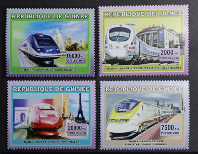 Guinea, 2006, High Speed trains, 4v. MNH foto