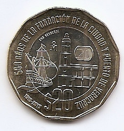 Mexic 20 Pesos 2019 - (500th Anniversary of Veracruz) 30 mm, KM-New UNC !!! foto