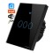Intrerupator inteligent cu touch, Wifi, 3 canale, 10A, Negru