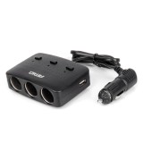 Distribuitor priza bricheta auto AMiO 3 prize, 2x USB-A, 12V/24V, 100W