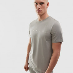 Tricou regular din bumbac organic cu imprimeu pentru bărbați - gri