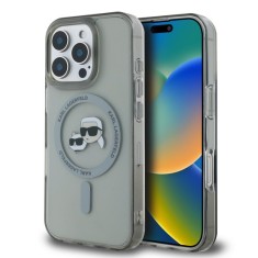 Husa pentru iPhone 16 Pro - Karl Lagerfeld IML MagSafe (KLHMP16LHLSKCK) - Metal Karl&amp;Choupette Head