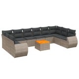 Cumpara ieftin Set canapele de gradina cu perne, 11 piese, gri, poliratan