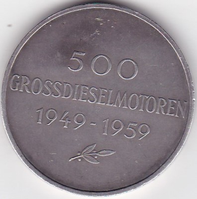 Medalie argint Germania 500 Grossdieselmotoren Augsburg 1949-1959 foto